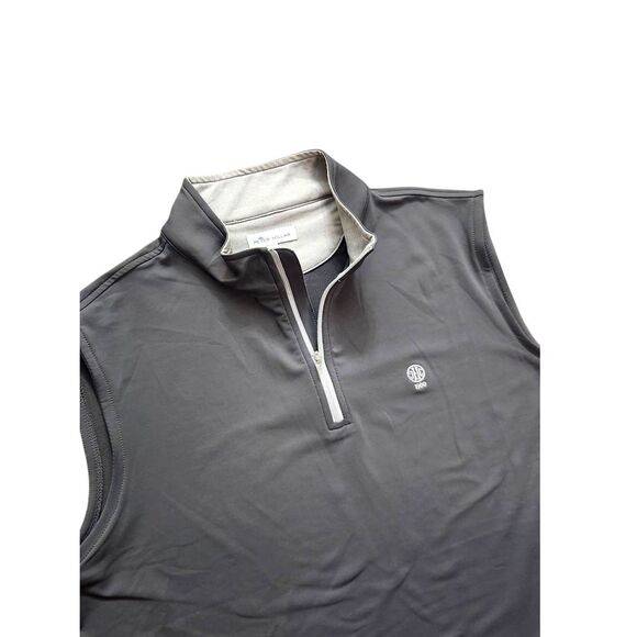 Peter Millar 1/2 ZIp Vest Men's Large performance polyester Gray, club logo - Picture 2 of 8